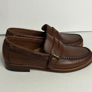 GH Bass Weejuns Mens 8 D Brown Leather Penny Loafers Buckle Strap Boat Shoes